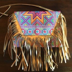 Colorful rainbow fringe purse